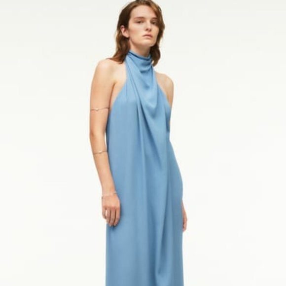 Zara Cross-Halter Keyhole Mini Dress – Ice Blue